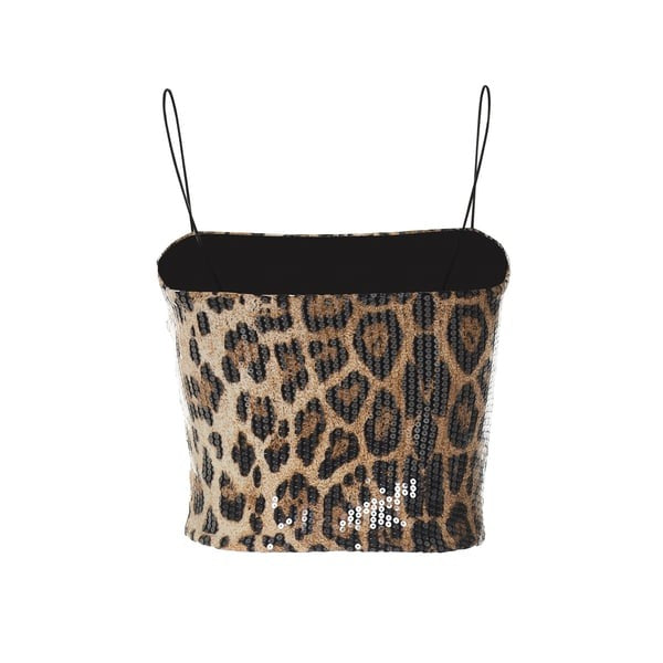 Sexy Leopard Print Sequin Suspenders Top
