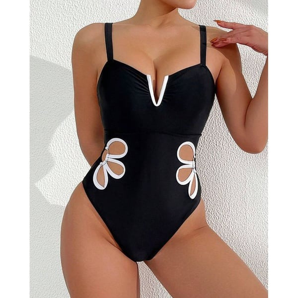 Black Sexy Hollowout Onepiece Swimsuit
