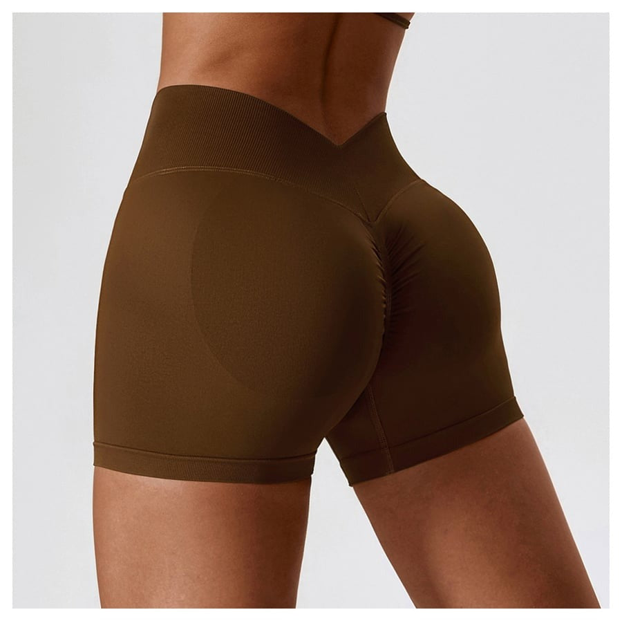 BREEHER V Waist Ruched Hip Lifting Quick Drying Shorts