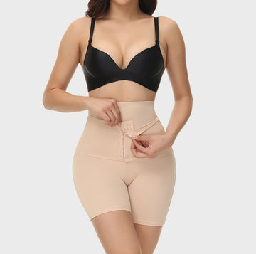 Seamless Double Compression Hook Eyes Tummy Control High-Waisted Booty Lift Shaper Shorts