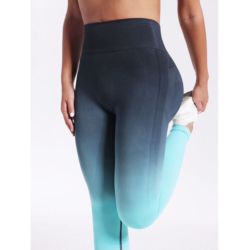 BREEHER High Waist Gradient Print Yoga Pant Leggings