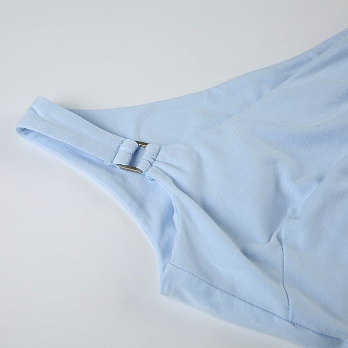 Sexy Pleated Tie One Shoulder Oblique Collar Top