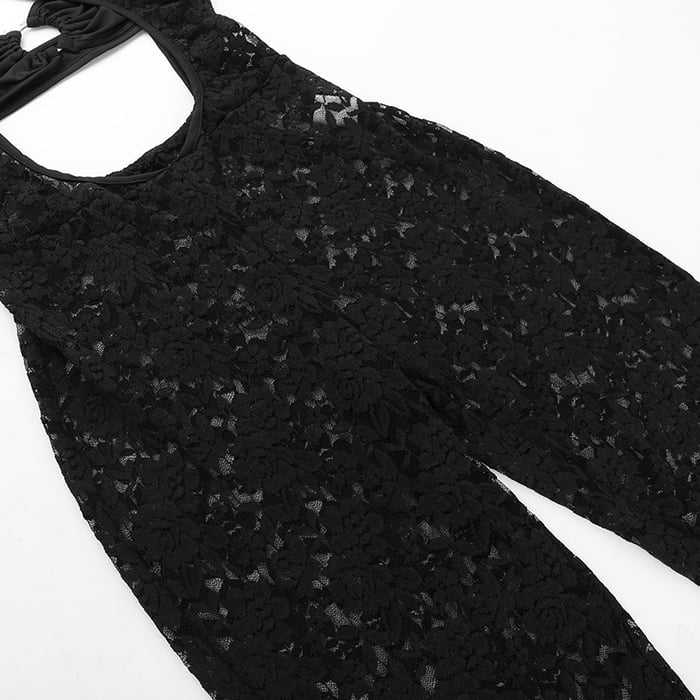 Sexy Lace Hollow Sleeveless Hip Lift Jumpsuit