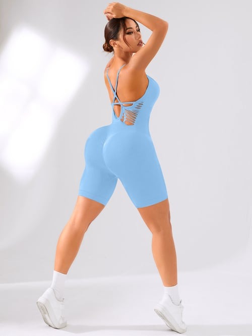 Sexy Seamless Backless Cross Hollow Yoga Jumpsuit Romper