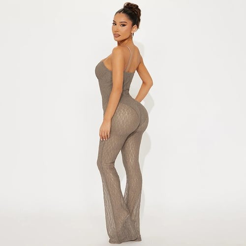 Sexy Lace Suspender Backless Mesh Jumpsuit