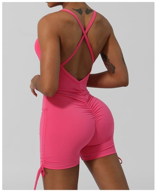 Cross-Back Seamless Sports Peach Hip One-piece Yoga Jumpsuit