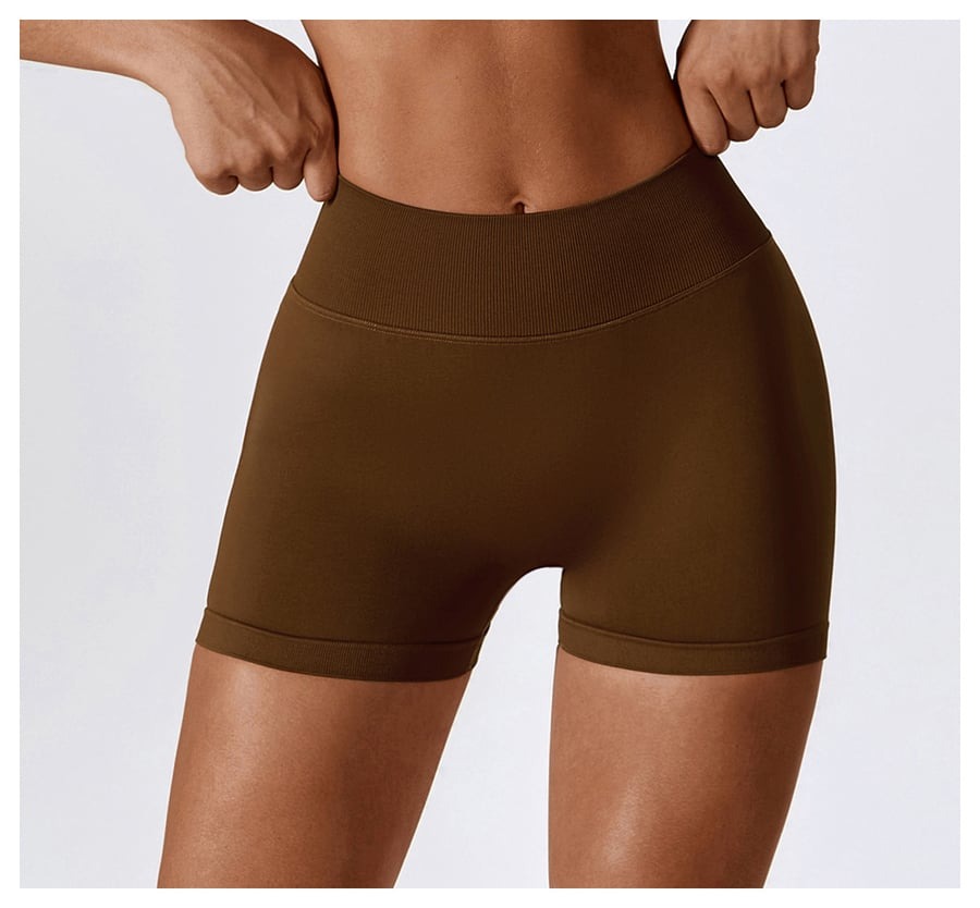 BREEHER V Waist Ruched Hip Lifting Quick Drying Shorts