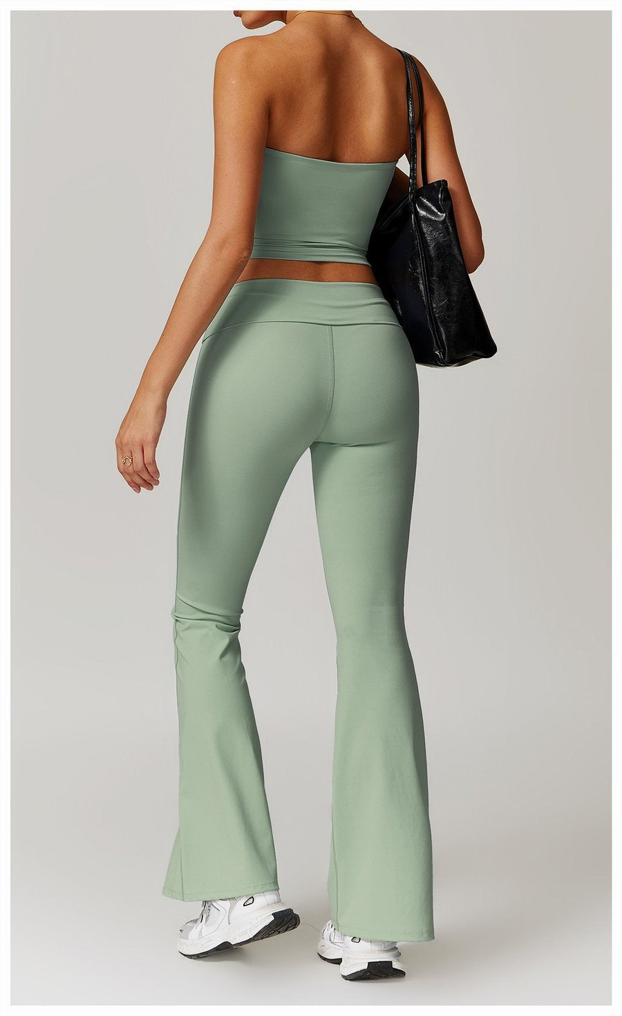 BREEHER Folded Waist Seamless Quick Drying Hip Lifting Leggings