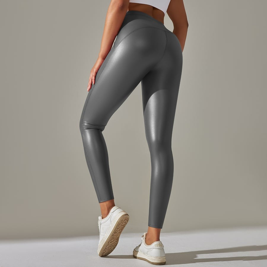 PU Peach Hip-lifting High Waist Fitness Yoga Leggings