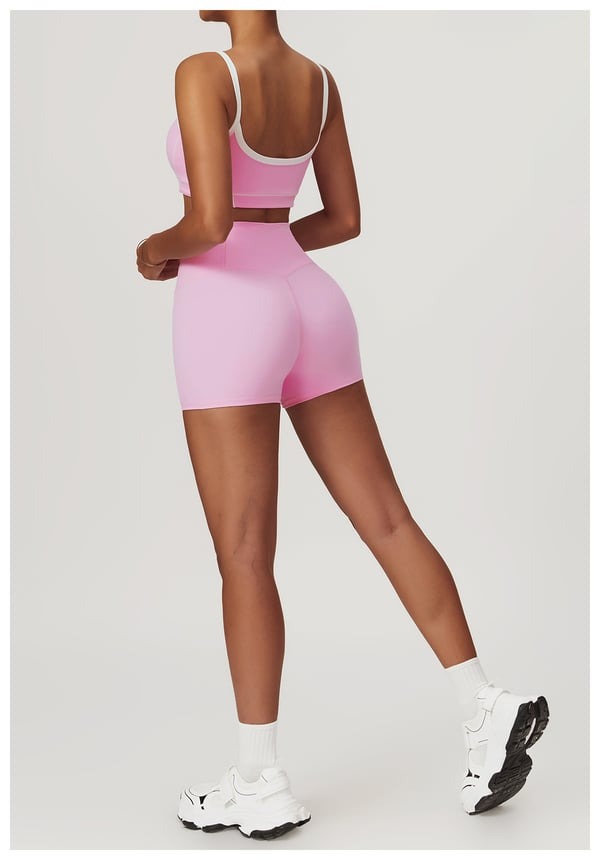 BREEHER Contrasting Color Lines Vest Shorts Two Piece Set Sports Suits