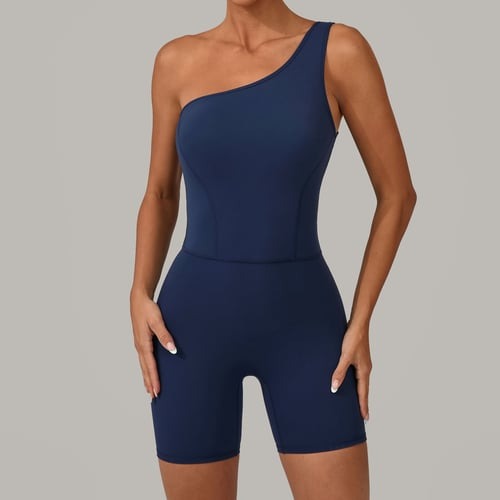 Solid Color Off-shoulder Yoga Jumpsuit