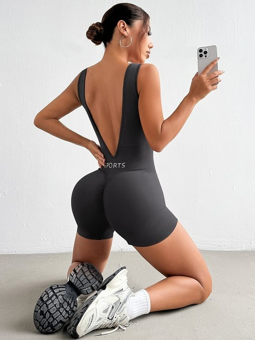 Sexy Deep V Backless Yoga Hip-Lifting Jumpsuit