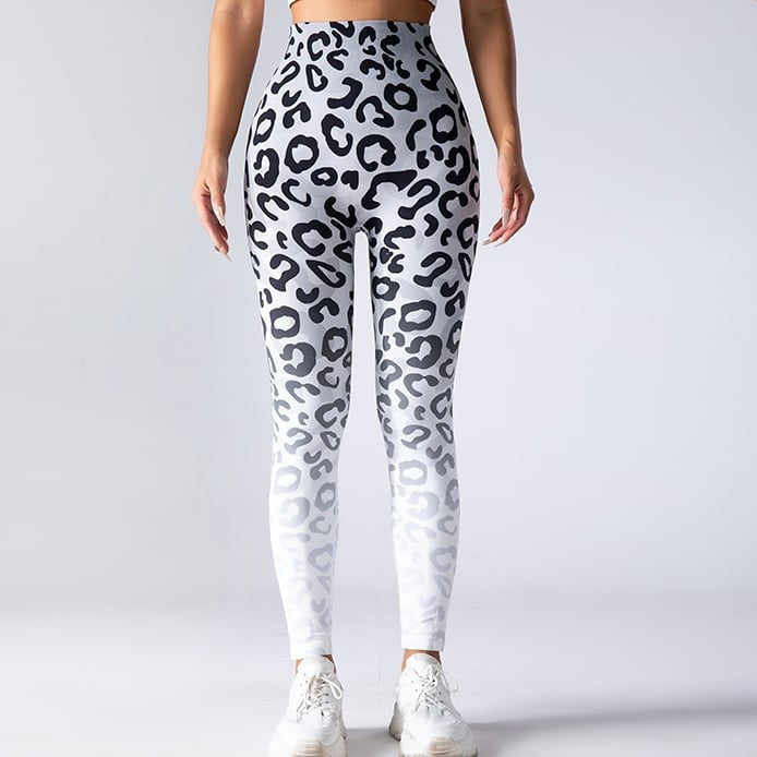 Gradient Leopard Printed Hip-Lifting Yoga Leggings