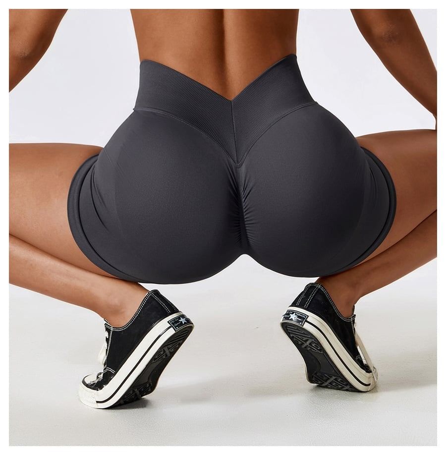 BREEHER V Waist Ruched Hip Lifting Quick Drying Shorts
