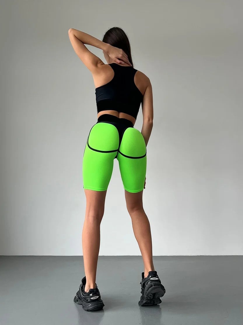 Sexy Mesh Stitching Hip Lift Yoga Shorts