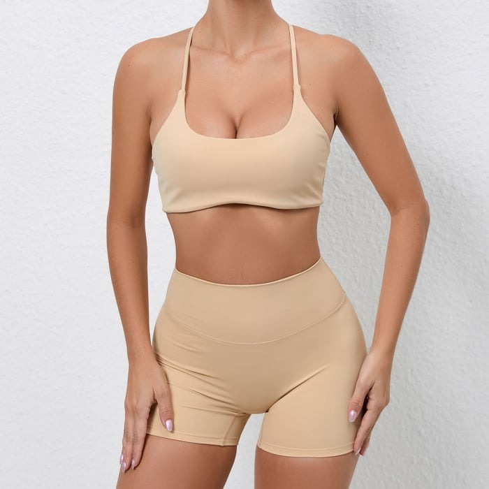 BREEHER Backless Shorts Two Piece Set Sports Suits