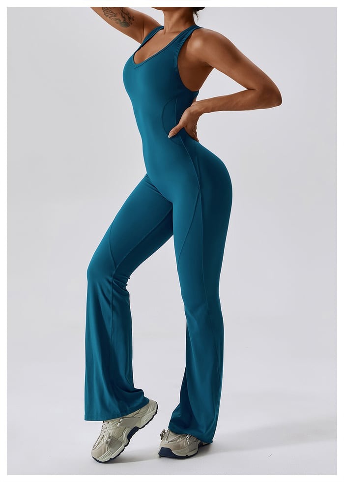 BREEHER Backless Flared Pants Quack Drying Highly Elastic Jumpsuits