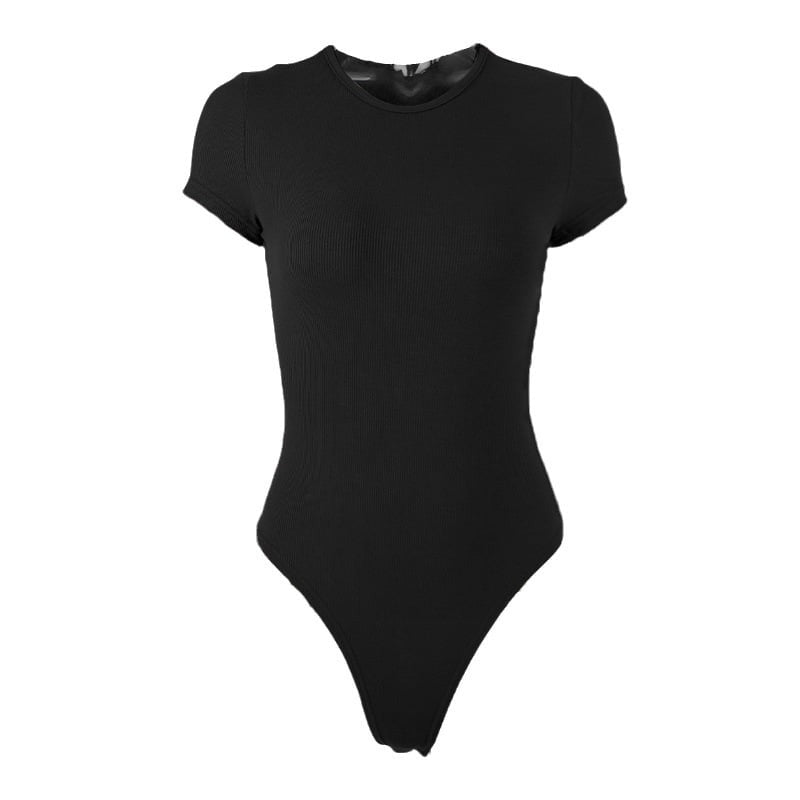BREEHER Round Neck Short Sleeves Elasticity Bodysuits