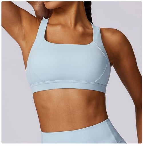 BREEHER Cross Straps Back Patchwore Vest Sports Bras
