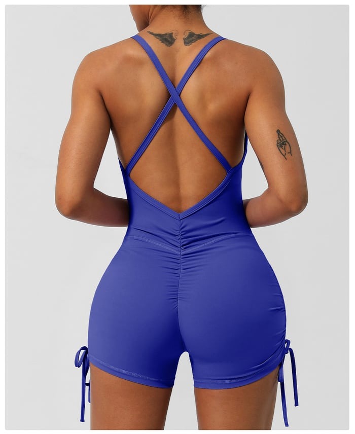 Cross-Back Seamless Sports Peach Hip One-piece Yoga Jumpsuit