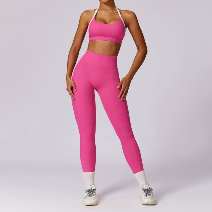 BREEHER Backless Vest Hip Lifting Two Piece Set Sports Suits