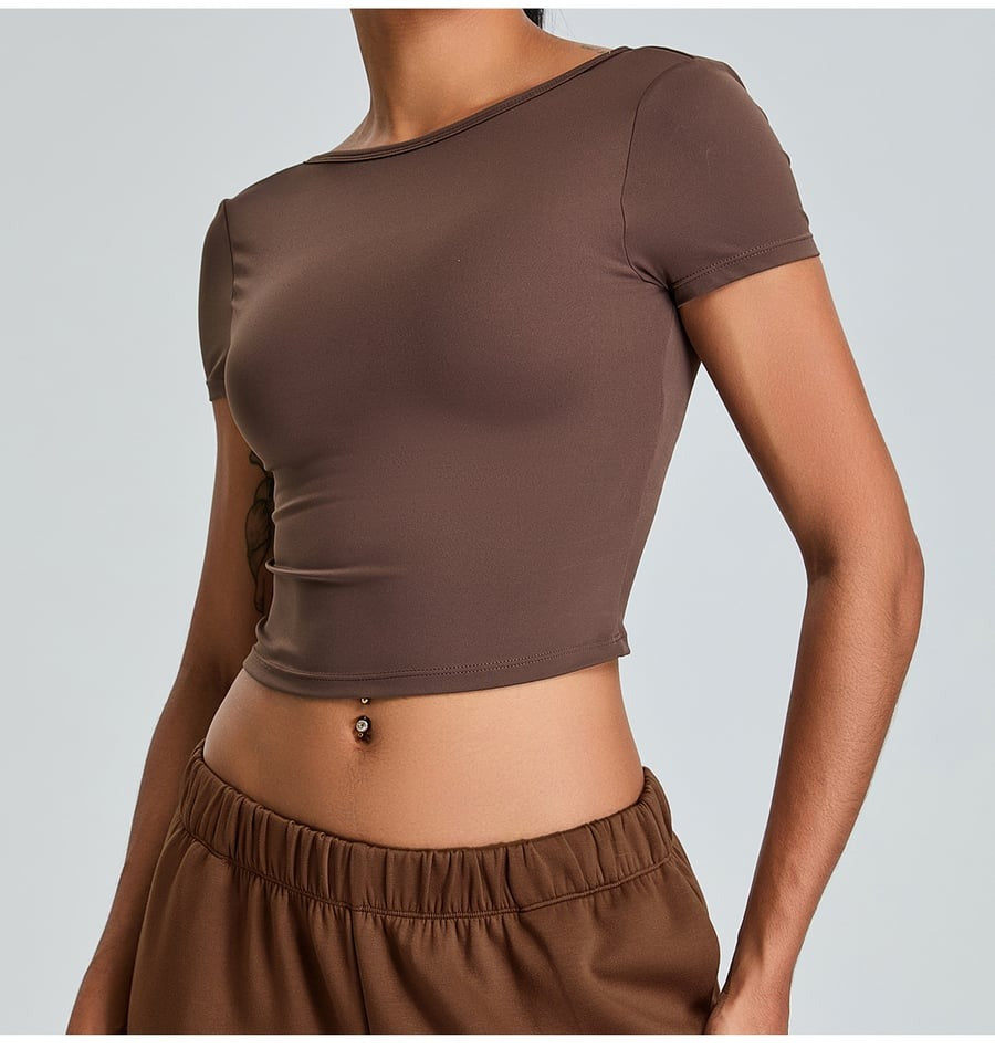 Sexy Backless Short-sleeved Yoga Sports Tops