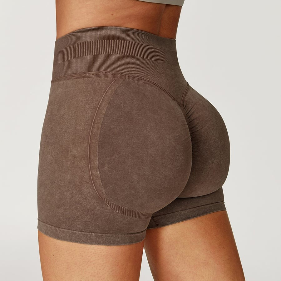 Sand Washed High Waist Hip Lifting Seamless Yoga Shorts