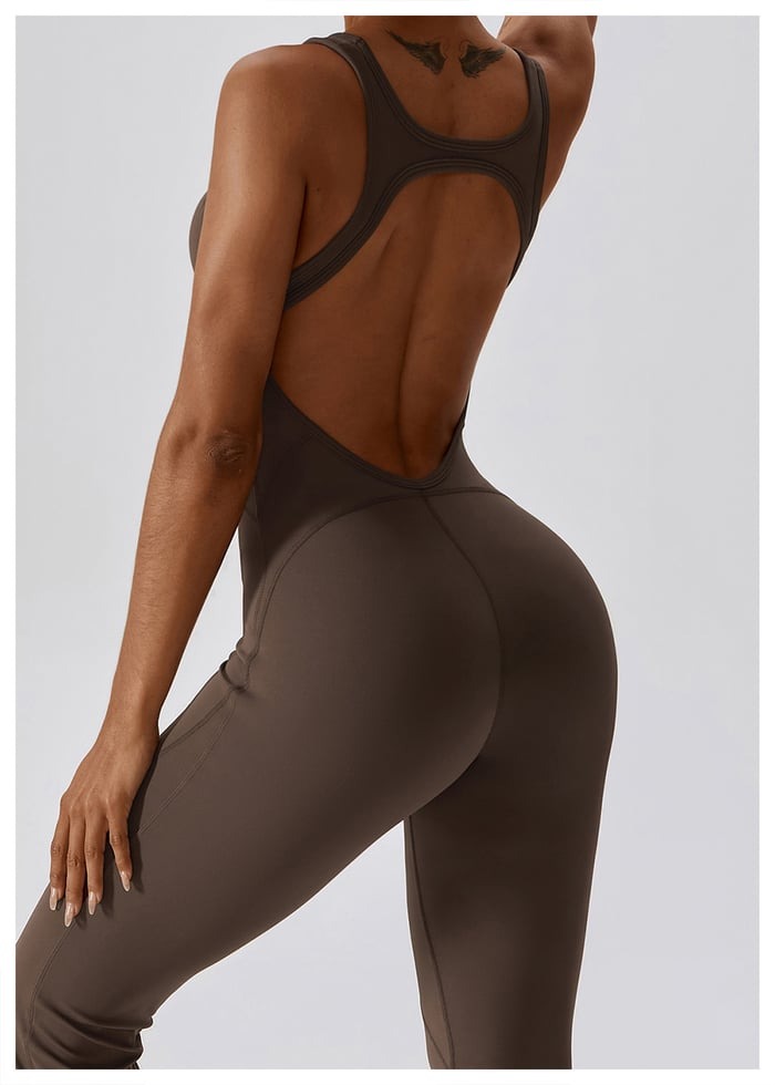 BREEHER Backless Flared Pants Quack Drying Highly Elastic Jumpsuits