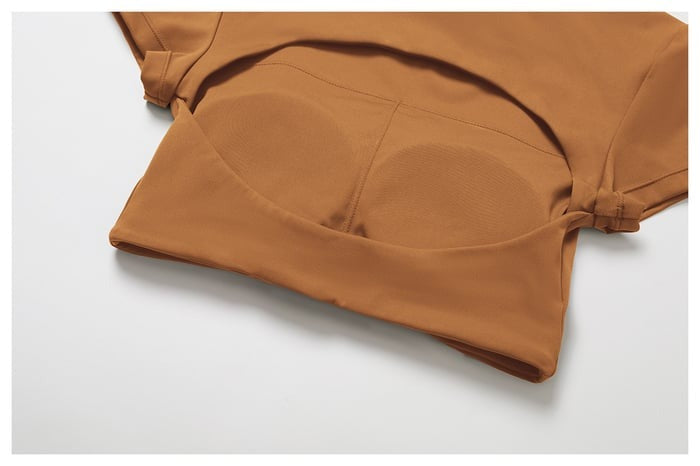 Female Solid Color Backless with Pads Cropped Short Sleeves