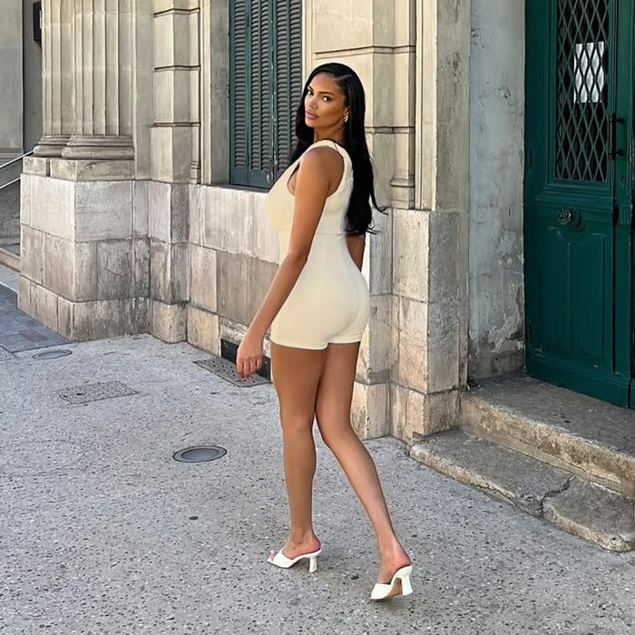 Sexy Twisted One Shoulder Solid Color Jumpsuit