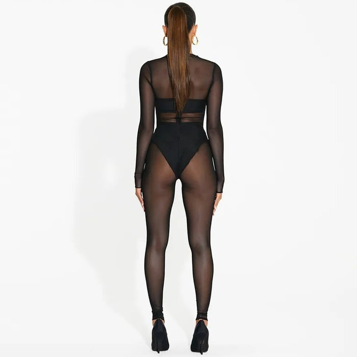 Female Sexy Mesh Yoga Jumpsuit
