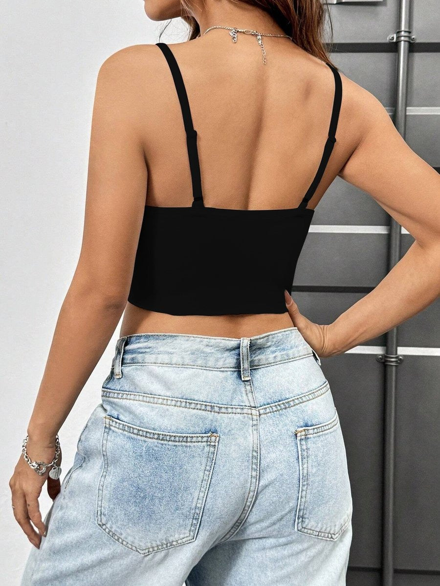 Sexy Spicy Twist Slit Camisole Cropped Top