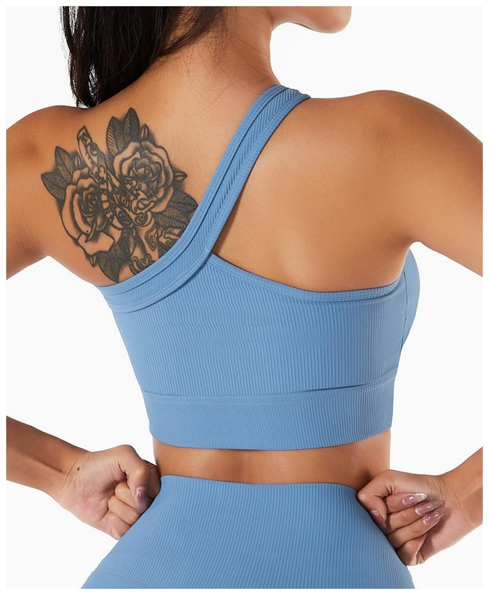 BREEHER One Shoulder Vest Highly Elastic Sports Bras