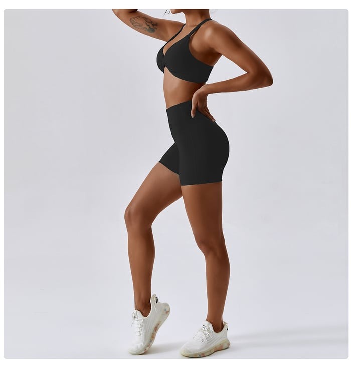 BREEHER Twisted Knotted Backless Seamless Sports Bras