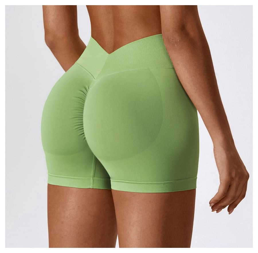 BREEHER V Waist Ruched Hip Lifting Quick Drying Shorts