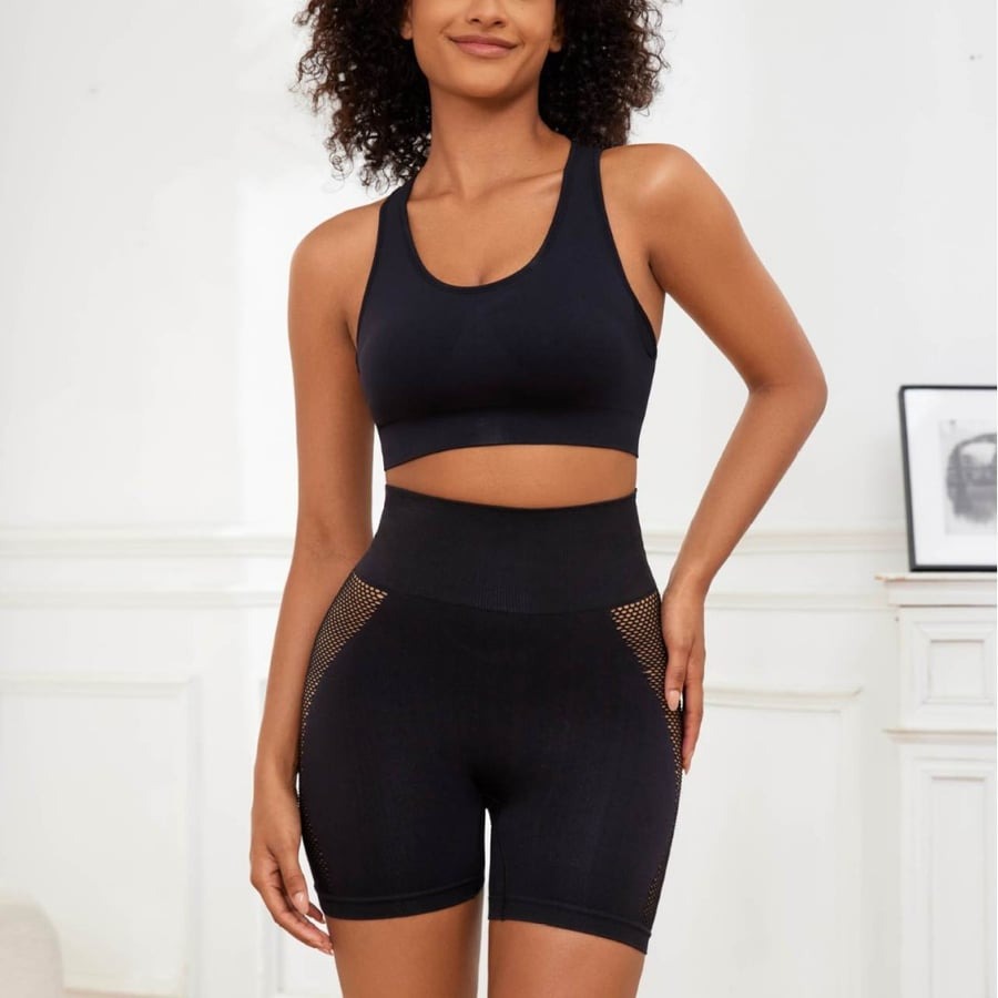 Sexy Mesh See-Through Seamless High Waist Hip-Lifting Shorts