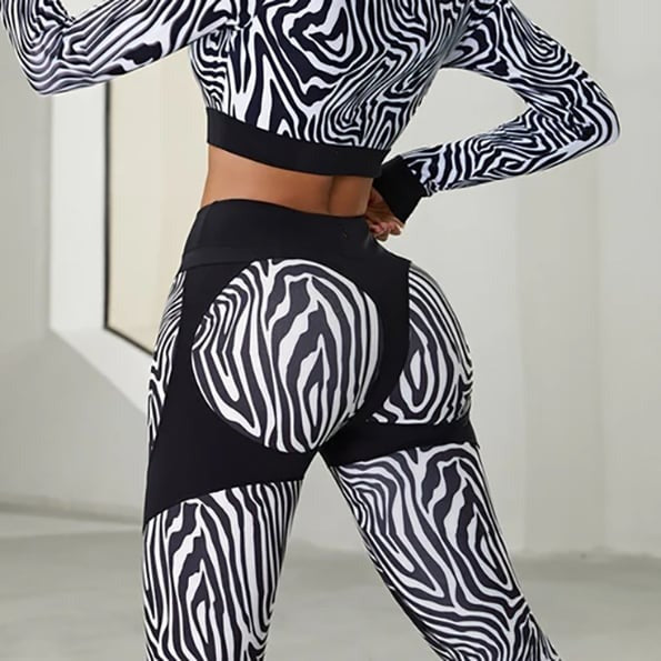 BREEHER Female Zebra Pattern Hip Lift Leggings