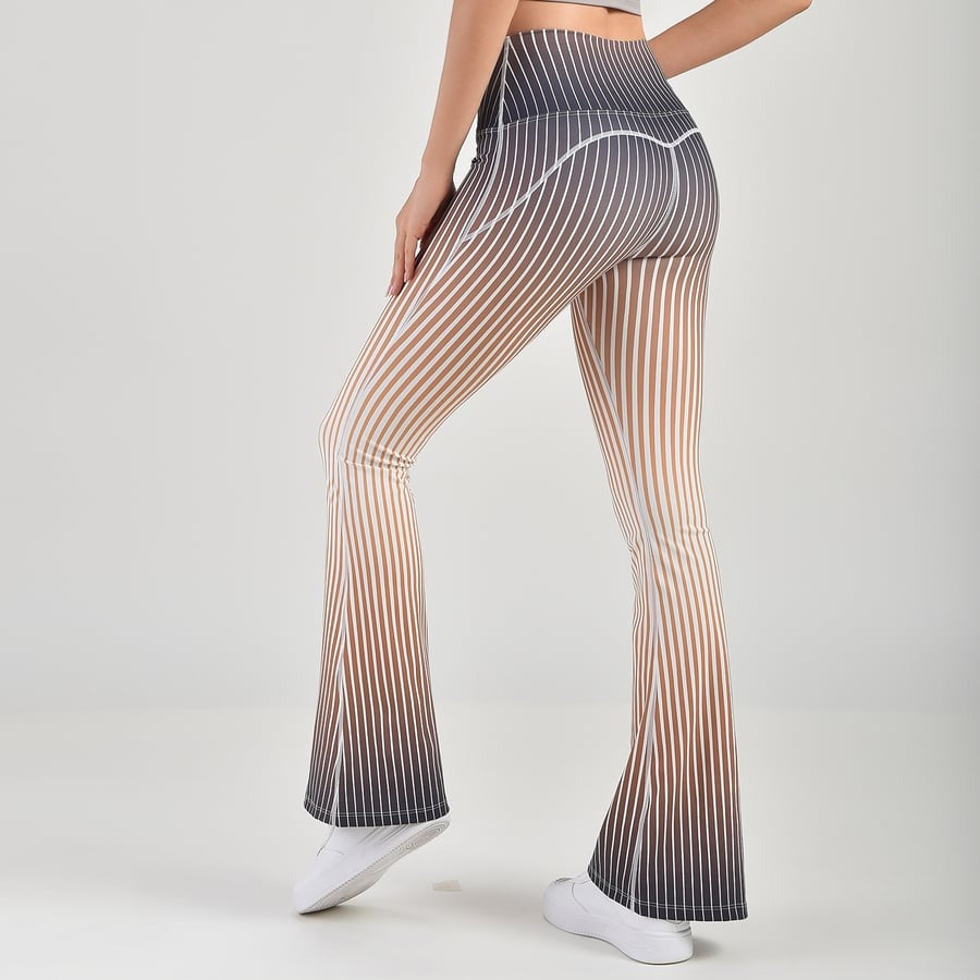 Striped Gradient Flared High Waist Yoga Leggings