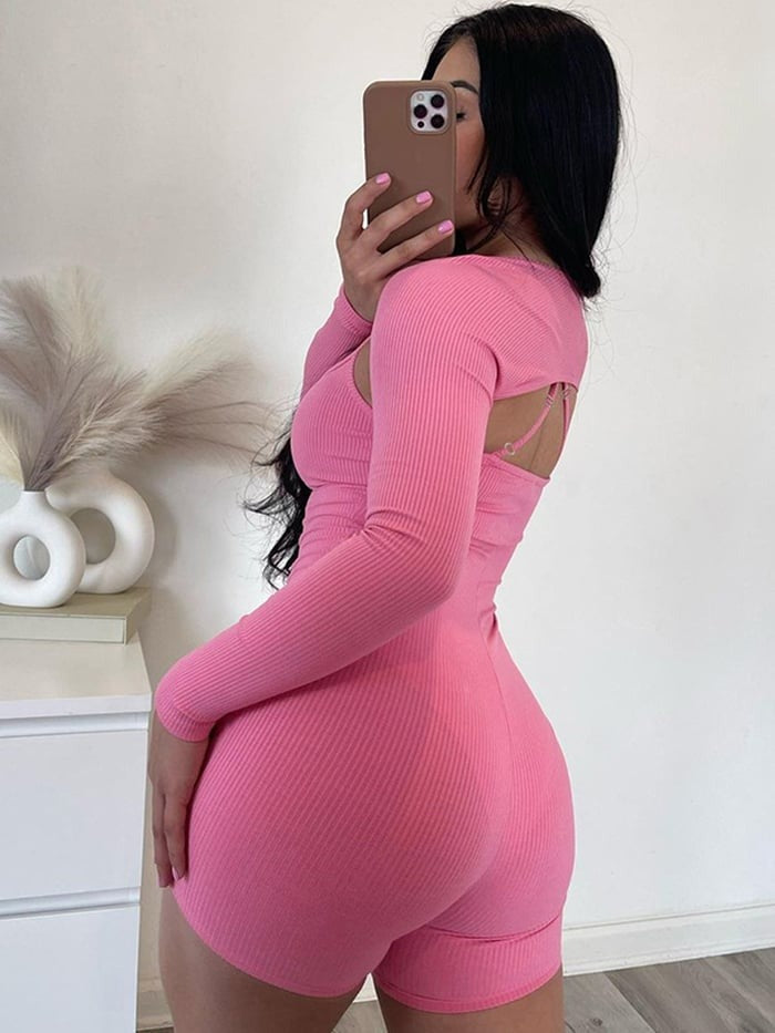 Sexy U-neck Cape Cross Strap Jumpsuit Romper