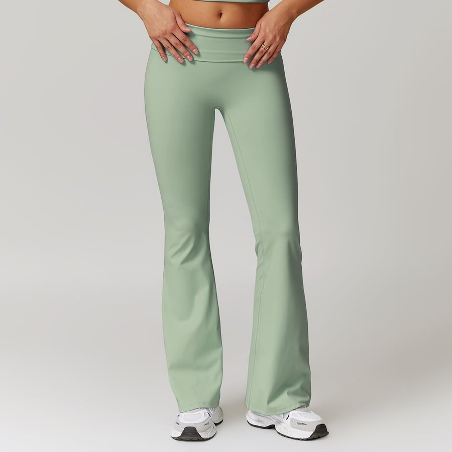 BREEHER Folded Waist Seamless Quick Drying Hip Lifting Leggings