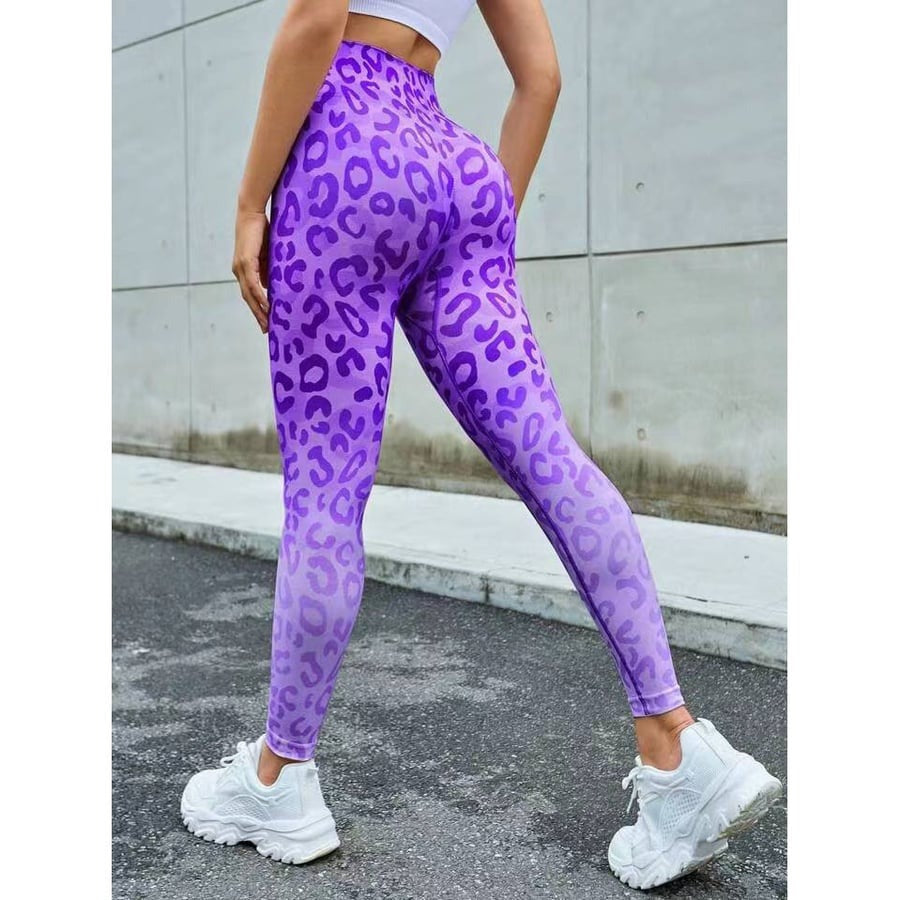 BREEHER Leopard Gradient High Waist Elasticity Quick Drying Leggings