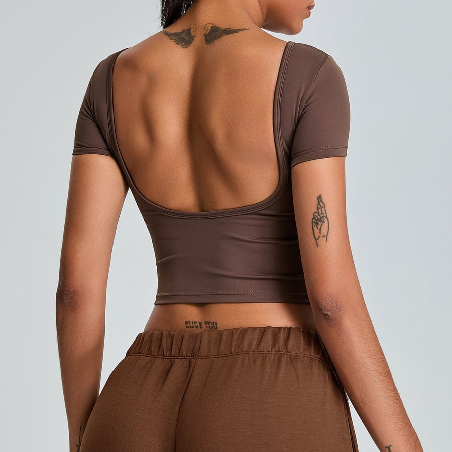 Sexy Backless Short-sleeved Yoga Sports Tops