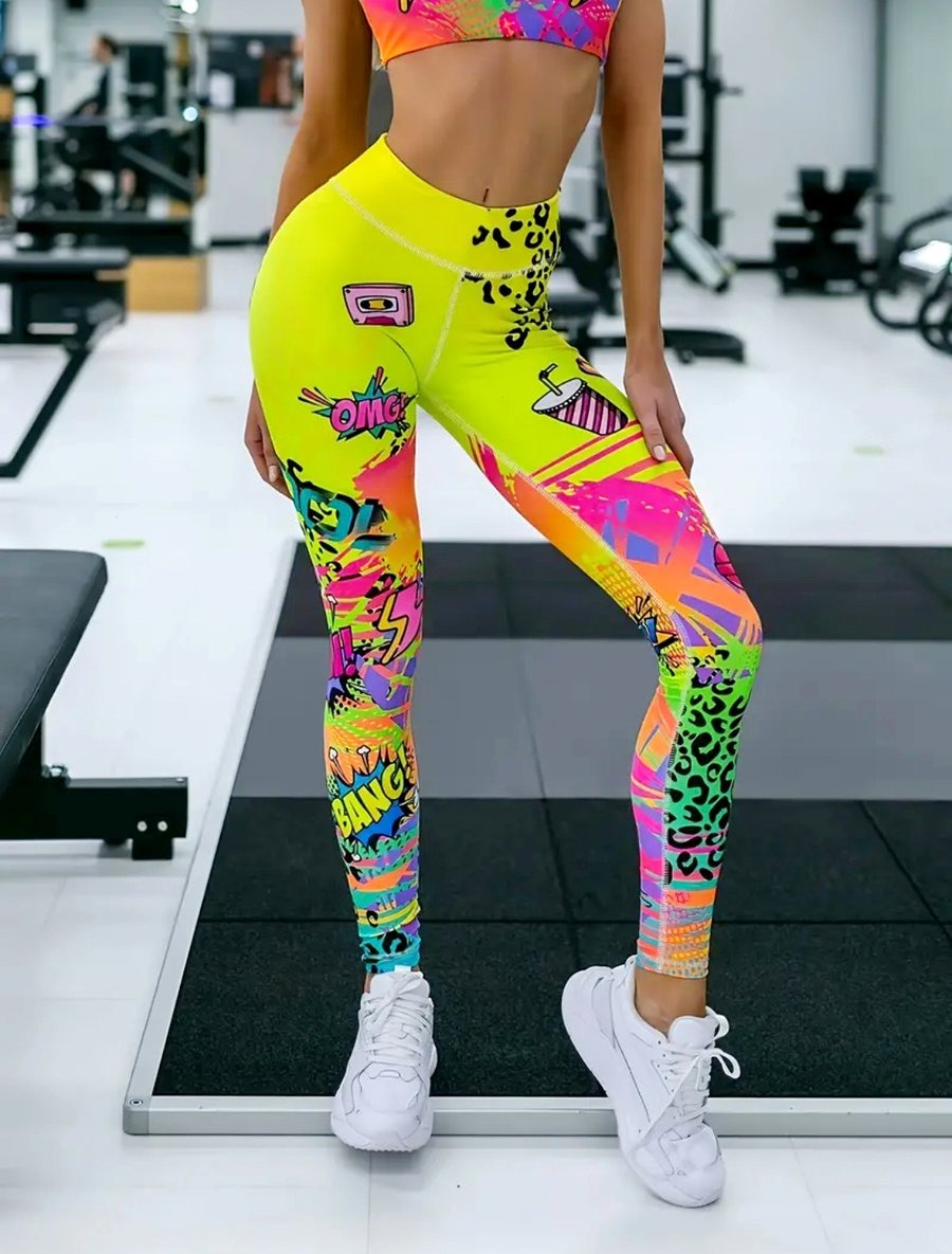BREEHER High Waisted Printed Butt Lifting Fitness Leggings