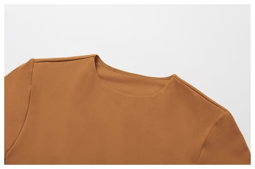 Female Solid Color Backless with Pads Cropped Short Sleeves