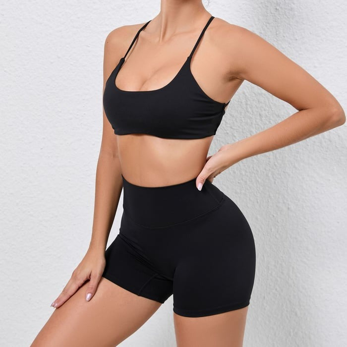 BREEHER Backless Shorts Two Piece Set Sports Suits