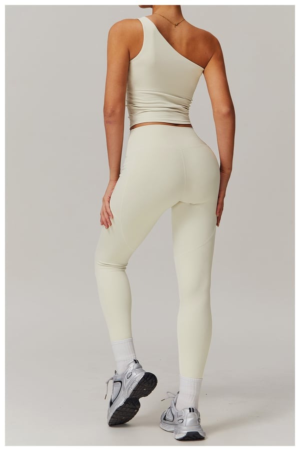 BREEHER One Shoulder Patchwork Vest Seamless Sports Bras