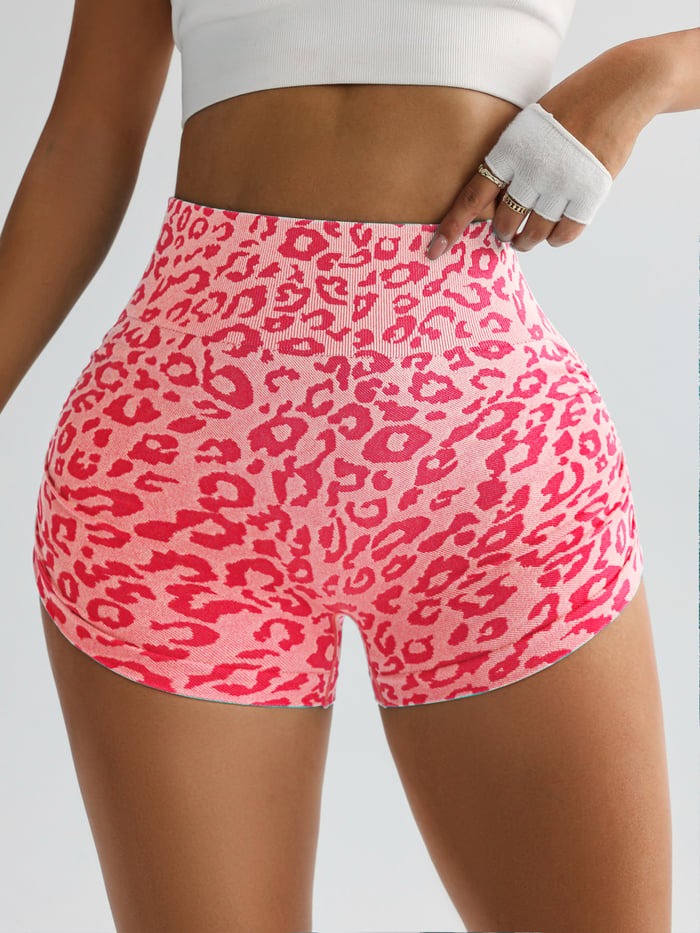 Female Leopard Print Seamless Booty Shorts