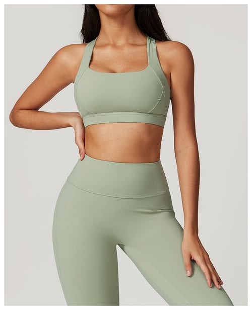 BREEHER Cross Straps Back Patchwore Vest Sports Bras