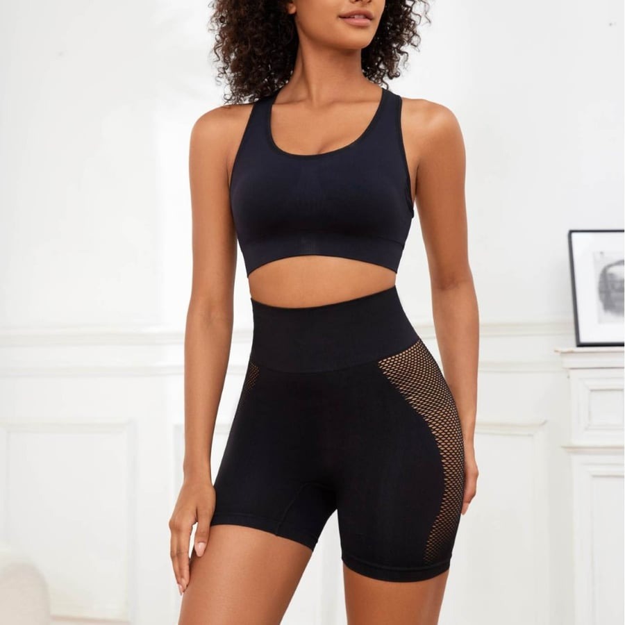 Sexy Mesh See-Through Seamless High Waist Hip-Lifting Shorts