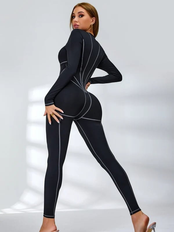 Female Tummy Control Zipper Hip-lift Jumpsuit